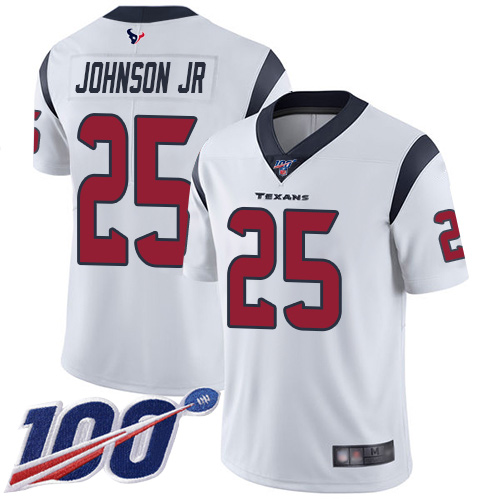Houston Texans Limited White Men Duke Johnson Jr Road Jersey NFL Football 25 100th Season Vapor Untouchable